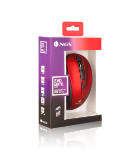 Portátil de segunda mano | Ratón inalámbrico NGS EVO Mute rojo | recompra.shop