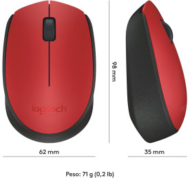 Portátil de segunda mano | Ratón inalámbrico Logitech M171 rojo | recompra.shop