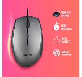 Portátil de segunda mano | Ratón ergonómico NGS MOTH GRAY | recompra.shop