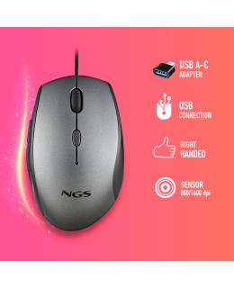 Portátil de segunda mano | Ratón ergonómico NGS MOTH GRAY | recompra.shop