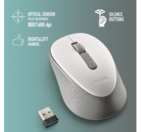 Portátil de segunda mano | Ratón óptico inalámbrico NGS DEW WHITE | recompra.shop