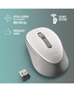 Portátil de segunda mano | Ratón óptico inalámbrico NGS DEW WHITE | recompra.shop